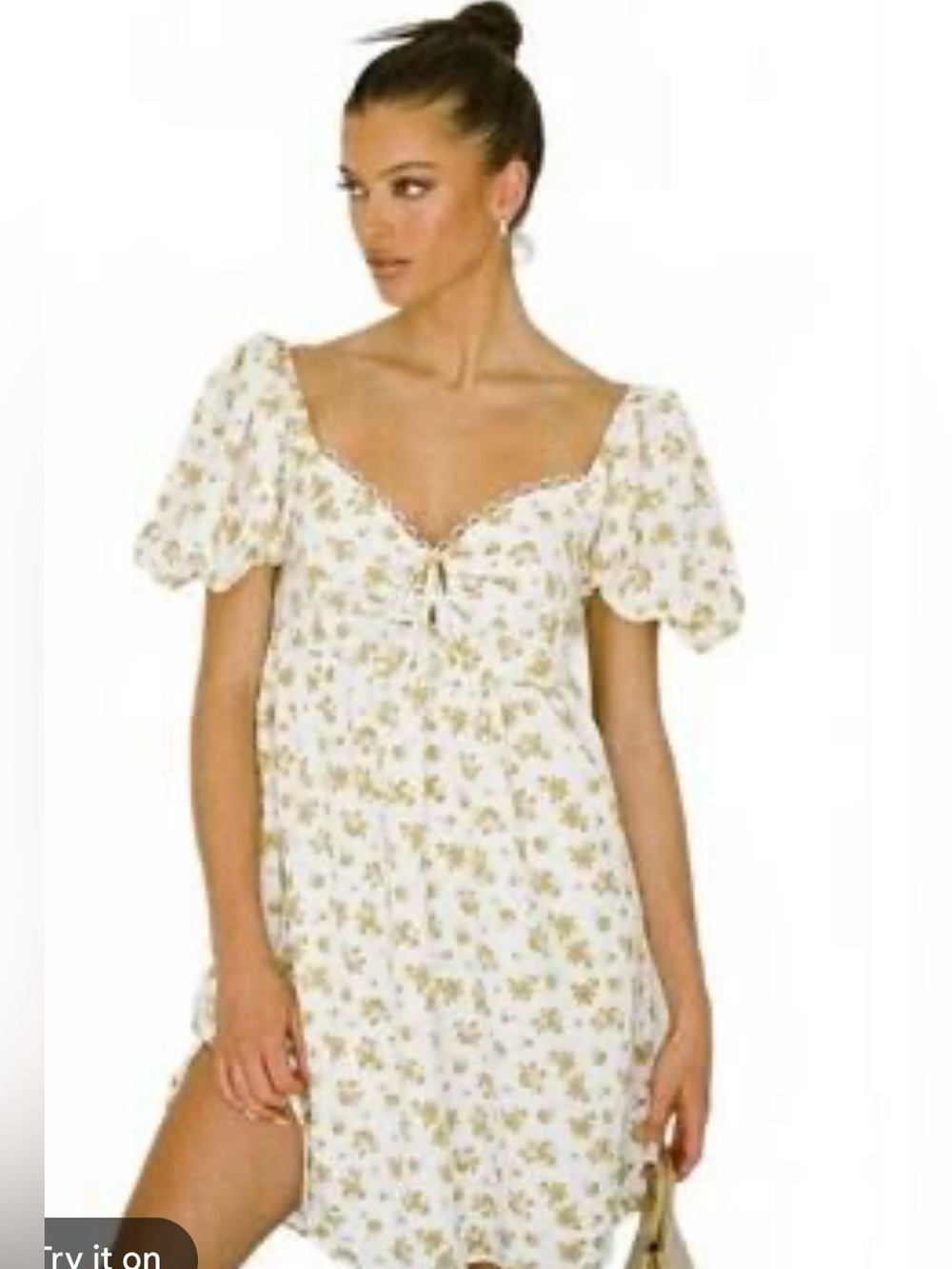 NWT SABO Mini Dress Floral Pattern Tie Front Size Medium (6)